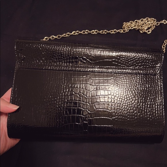 Crocodile Embossed Faux Leather Clutch Evening Crossbody Bag Purse - Picture 4 of 7